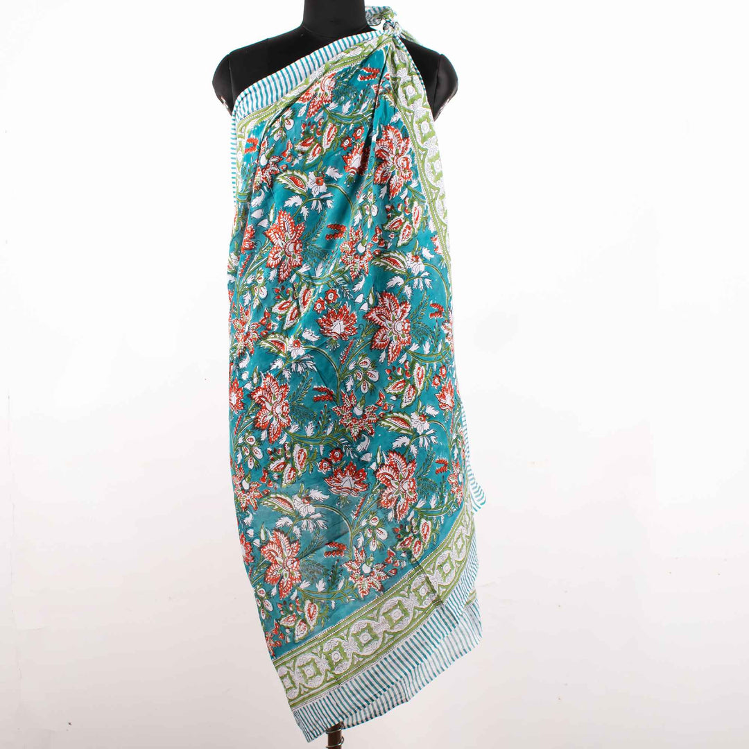 Floral Cotton Sarong | Beach Cover-Up &amp; Wrap Skirt