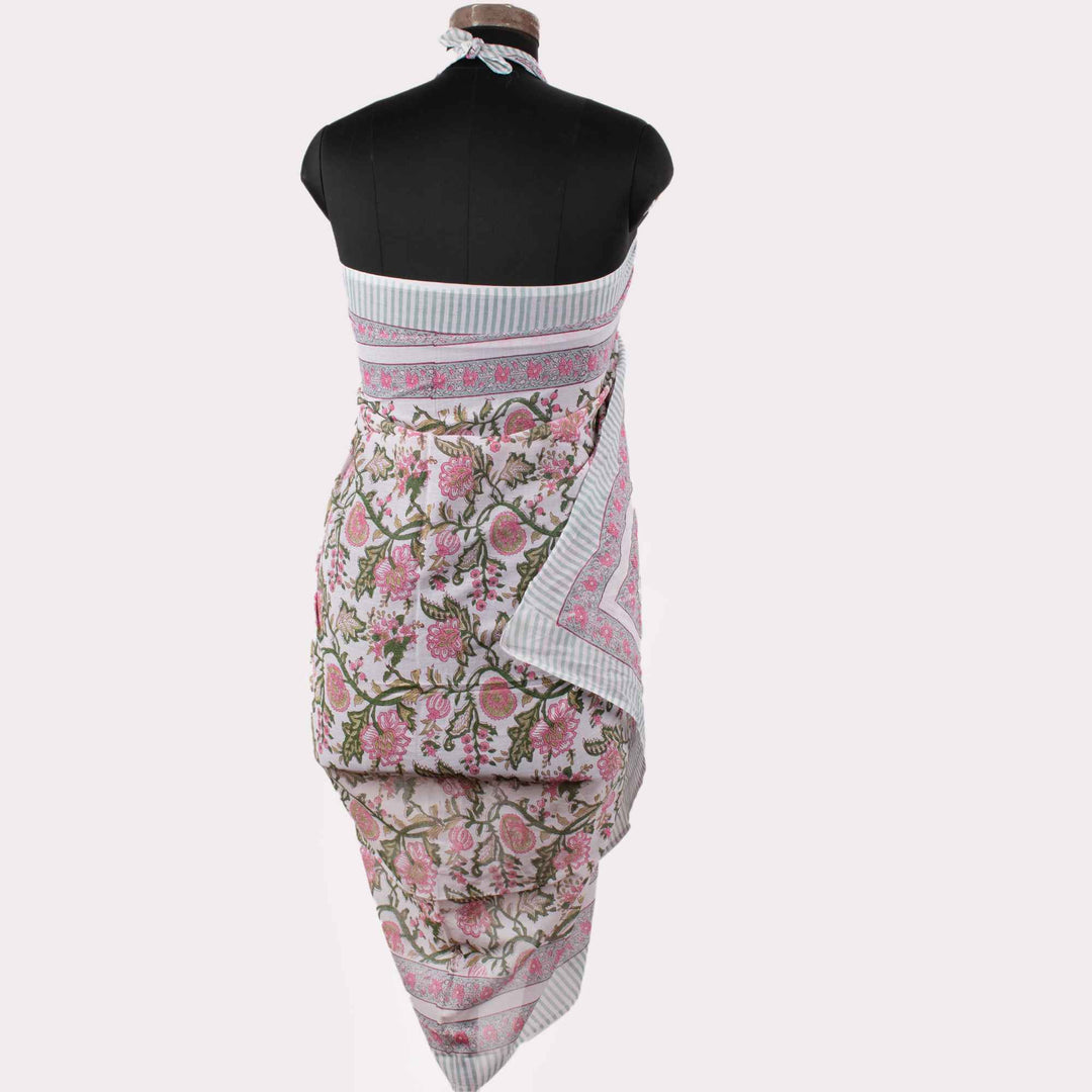 Floral Cotton Sarong | Beach Cover-Up &amp; Wrap Skirt