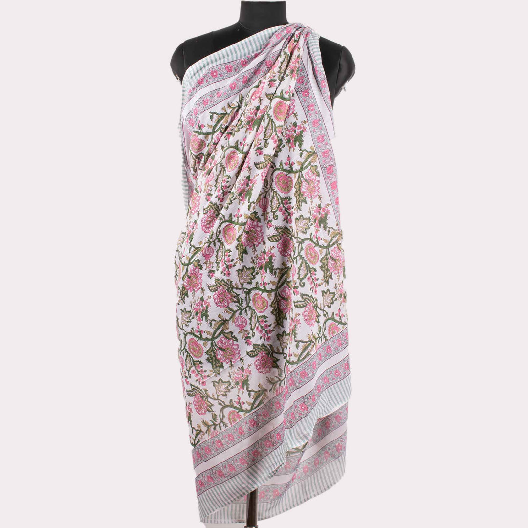 Floral Cotton Sarong | Beach Cover-Up &amp; Wrap Skirt