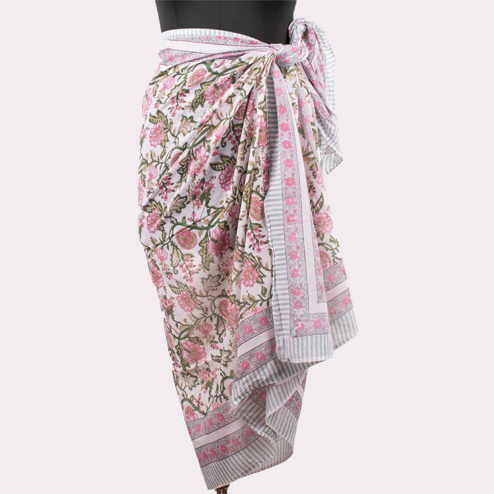 Floral Cotton Sarong | Beach Cover-Up &amp; Wrap Skirt