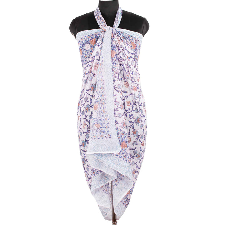 Floral Cotton Sarong | Beach Cover-Up &amp; Wrap Skirt