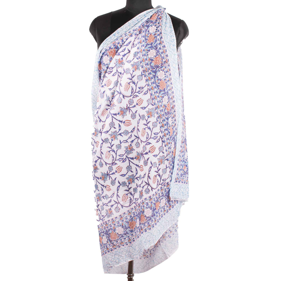Floral Cotton Sarong | Beach Cover-Up &amp; Wrap Skirt