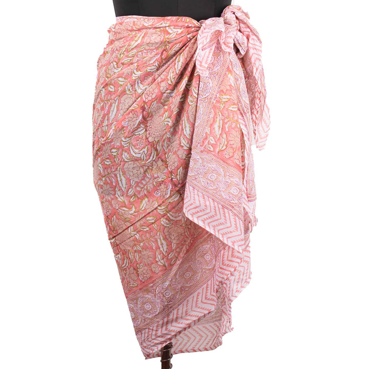 Floral Cotton Sarong | Beach Cover-Up &amp; Wrap Skirt