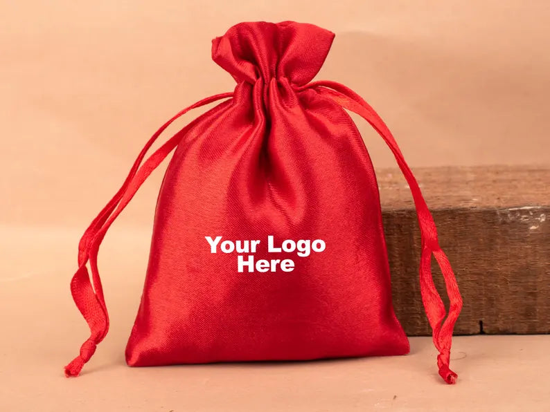 100 Imperial Charm Royalty Red Satin Pouches