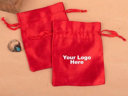 100 Imperial Charm Royalty Red Satin Pouches
