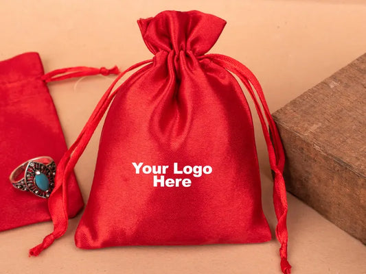 100 Imperial Charm Royalty Red Satin Pouches