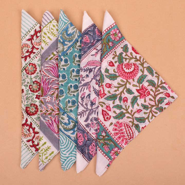 Set of 5 – Soft Cotton Bandanas | Hair Scarf &amp; Neck Wrap