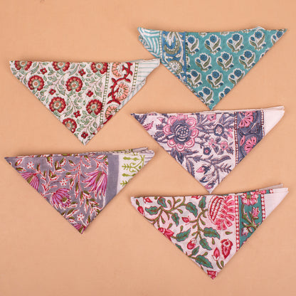 Set of 5 - 100% Cotton Bandana for Women & Men | Soft Breathable Printed Head Scarf