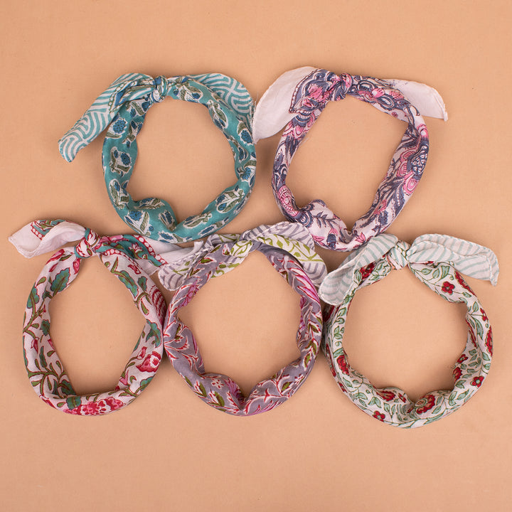 Set of 5 – Soft Cotton Bandanas | Hair Scarf &amp; Neck Wrap