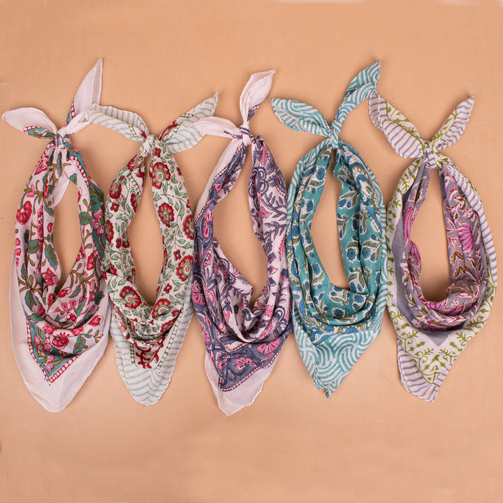 Set of 5 – Soft Cotton Bandanas | Hair Scarf &amp; Neck Wrap