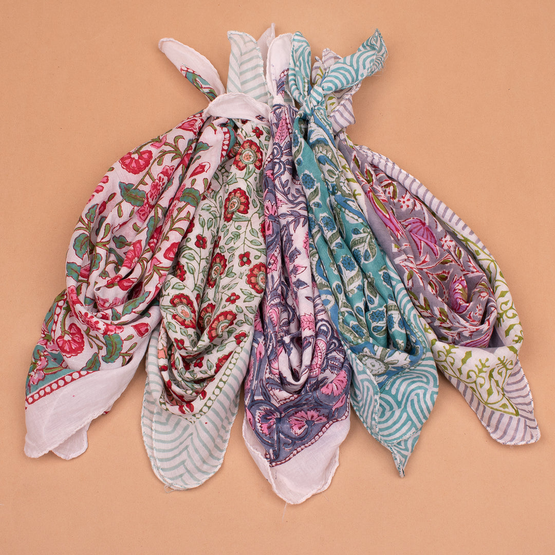 Set of 5 – Soft Cotton Bandanas | Hair Scarf &amp; Neck Wrap