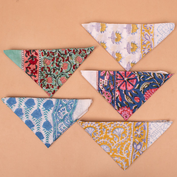 Set of 5 – Premium Cotton Bandanas | Head Scarf &amp; Hair Wrap