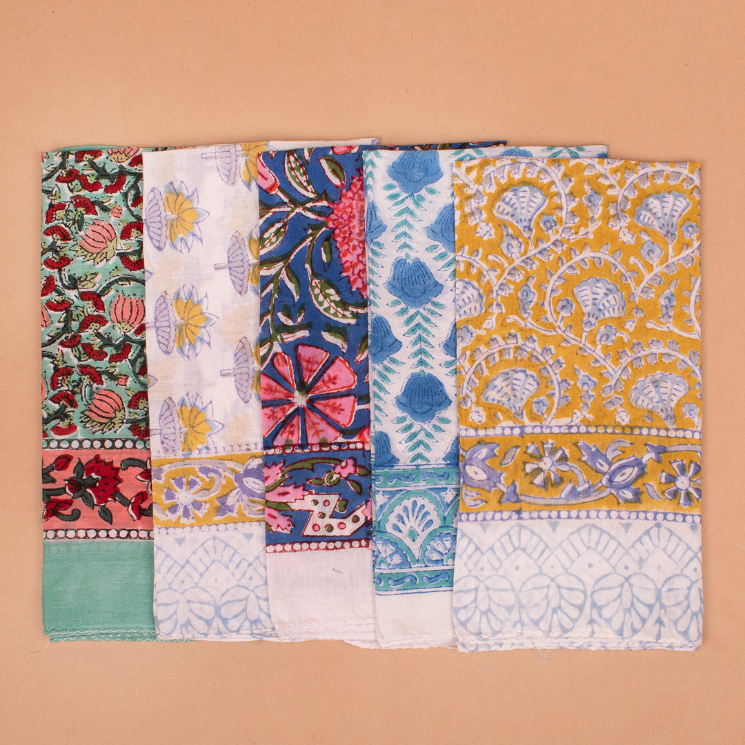Set of 5 – Premium Cotton Bandanas | Head Scarf &amp; Hair Wrap