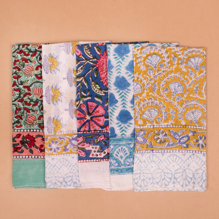 Set of 5 – Premium Cotton Bandanas | Head Scarf &amp; Hair Wrap