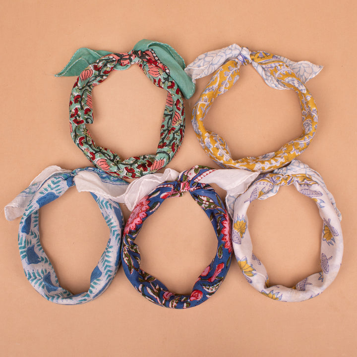 Set of 5 – Premium Cotton Bandanas | Head Scarf &amp; Hair Wrap