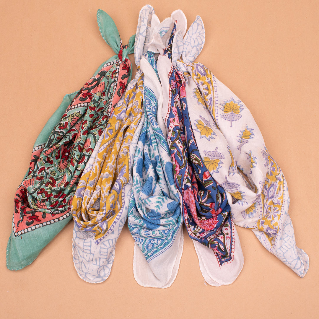 Set of 5 – Premium Cotton Bandanas | Head Scarf &amp; Hair Wrap