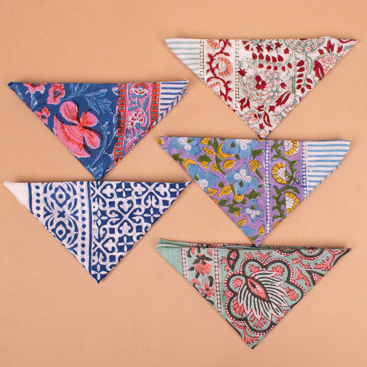 Set of 5 – Soft Cotton Bandanas | Neck Scarf &amp; Head Wrap