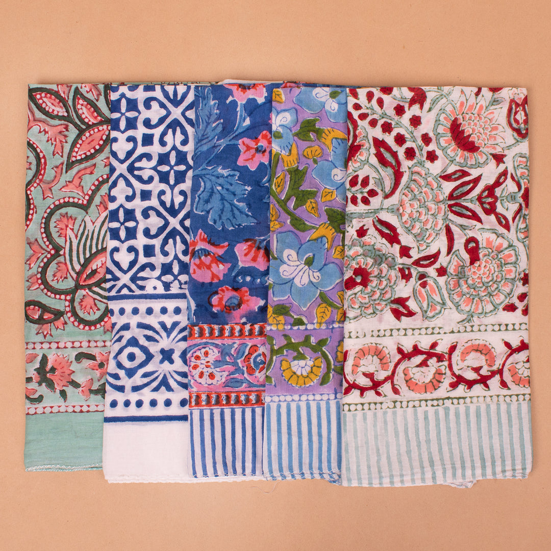 Set of 5 – Soft Cotton Bandanas | Neck Scarf &amp; Head Wrap