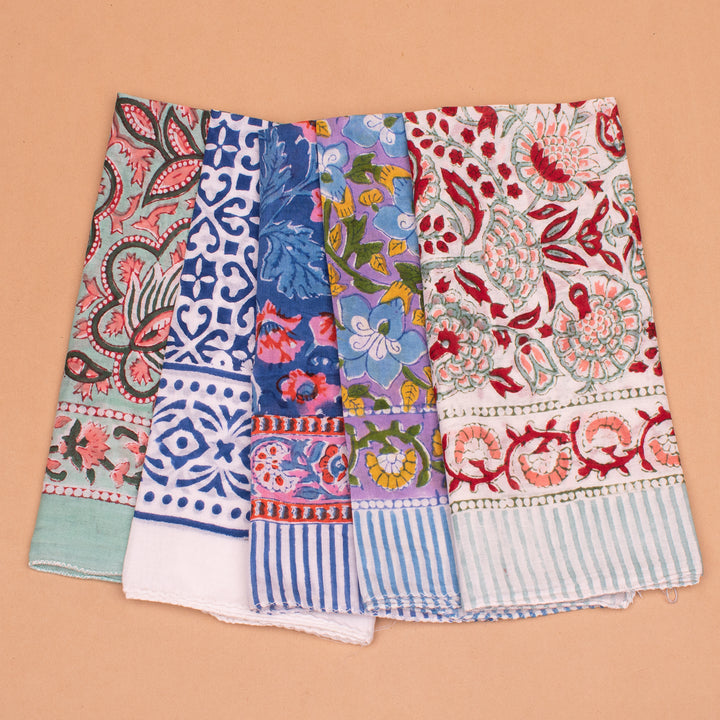 Set of 5 – Soft Cotton Bandanas | Neck Scarf &amp; Head Wrap