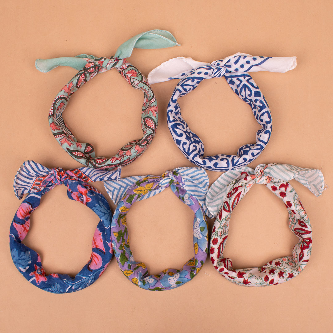 Set of 5 – Soft Cotton Bandanas | Neck Scarf &amp; Head Wrap