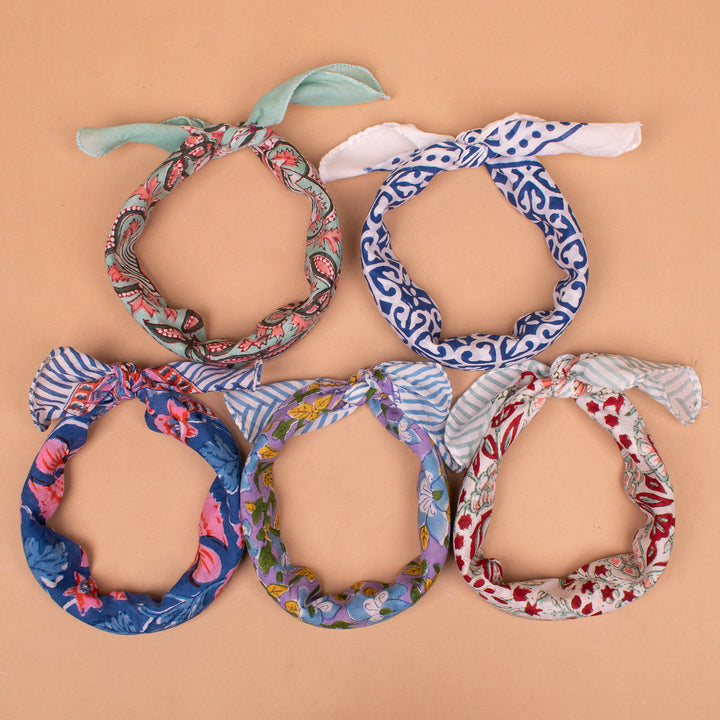 Set of 5 – Soft Cotton Bandanas | Neck Scarf &amp; Head Wrap