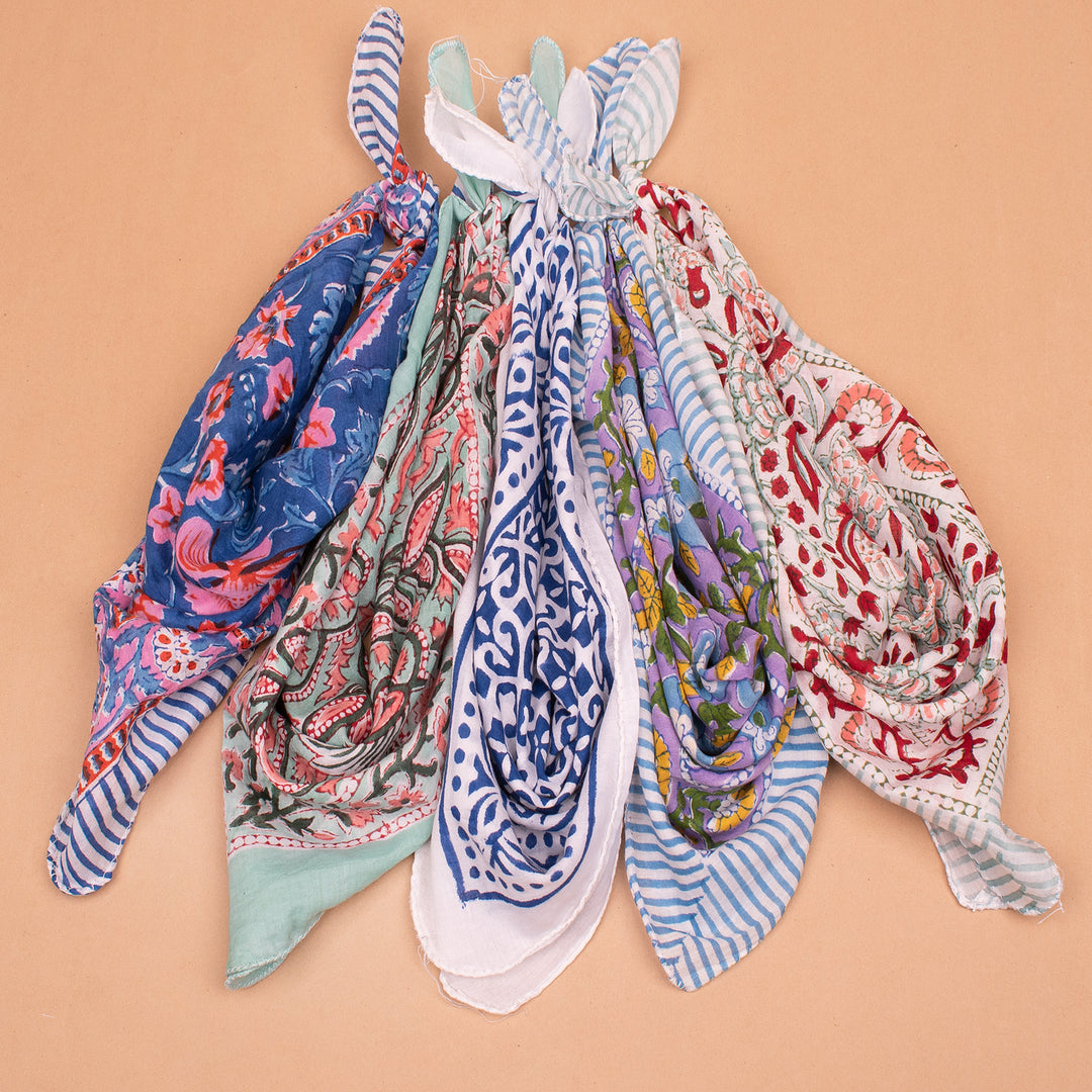 Set of 5 – Soft Cotton Bandanas | Neck Scarf &amp; Head Wrap