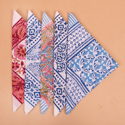 Set of 5 - Boho Cotton Bandana | Printed Head Scarf for Women and Men