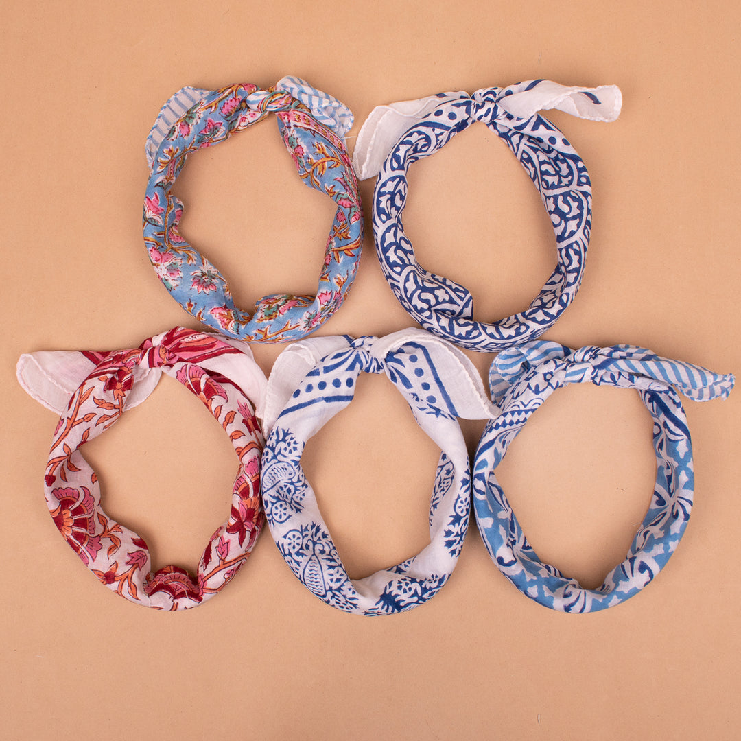Set of 5 – Boho Cotton Bandanas | Everyday Head Scarf