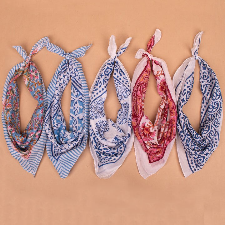 Set of 5 – Boho Cotton Bandanas | Everyday Head Scarf