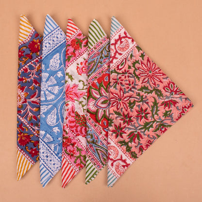 Set of 5 - Designer Cotton Bandana | Premium Printed Hair Scarf & Head Wrap