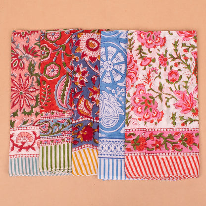 Set of 5 - Designer Cotton Bandana | Premium Printed Hair Scarf & Head Wrap