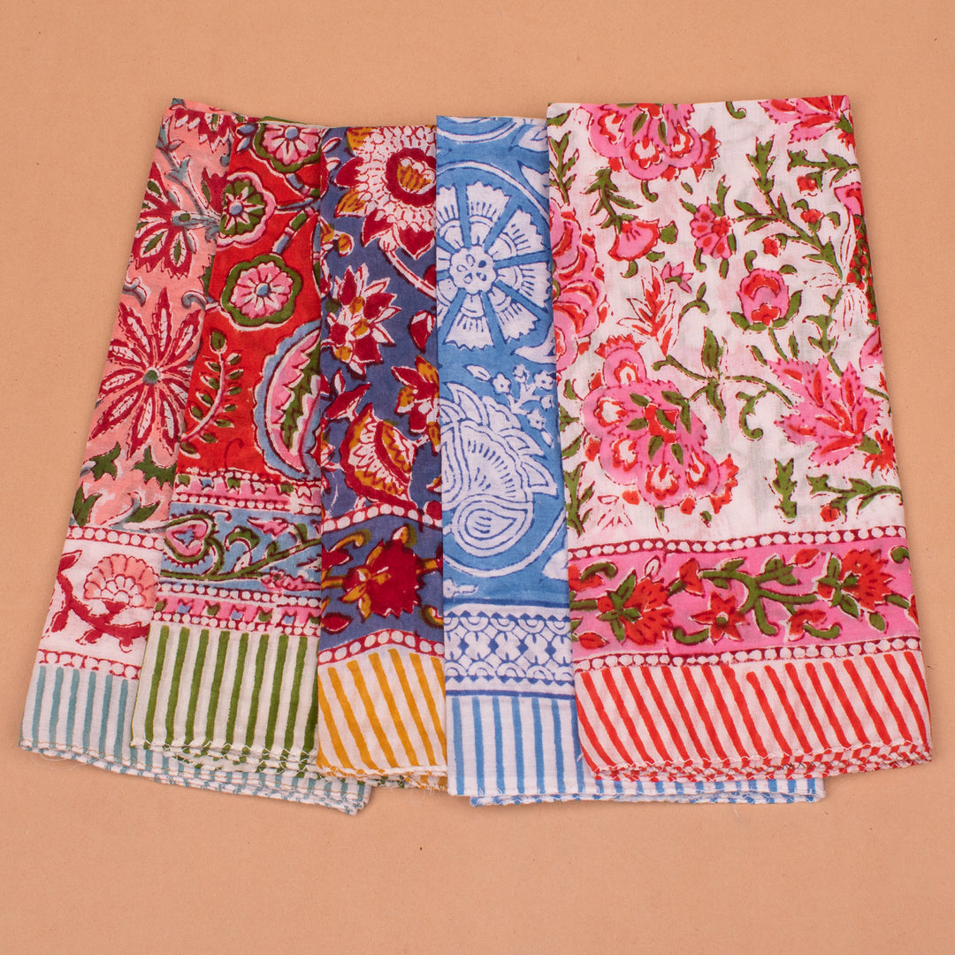 Set of 5 – Designer Cotton Bandanas | Boho Head Scarf &amp; Hair Wrap