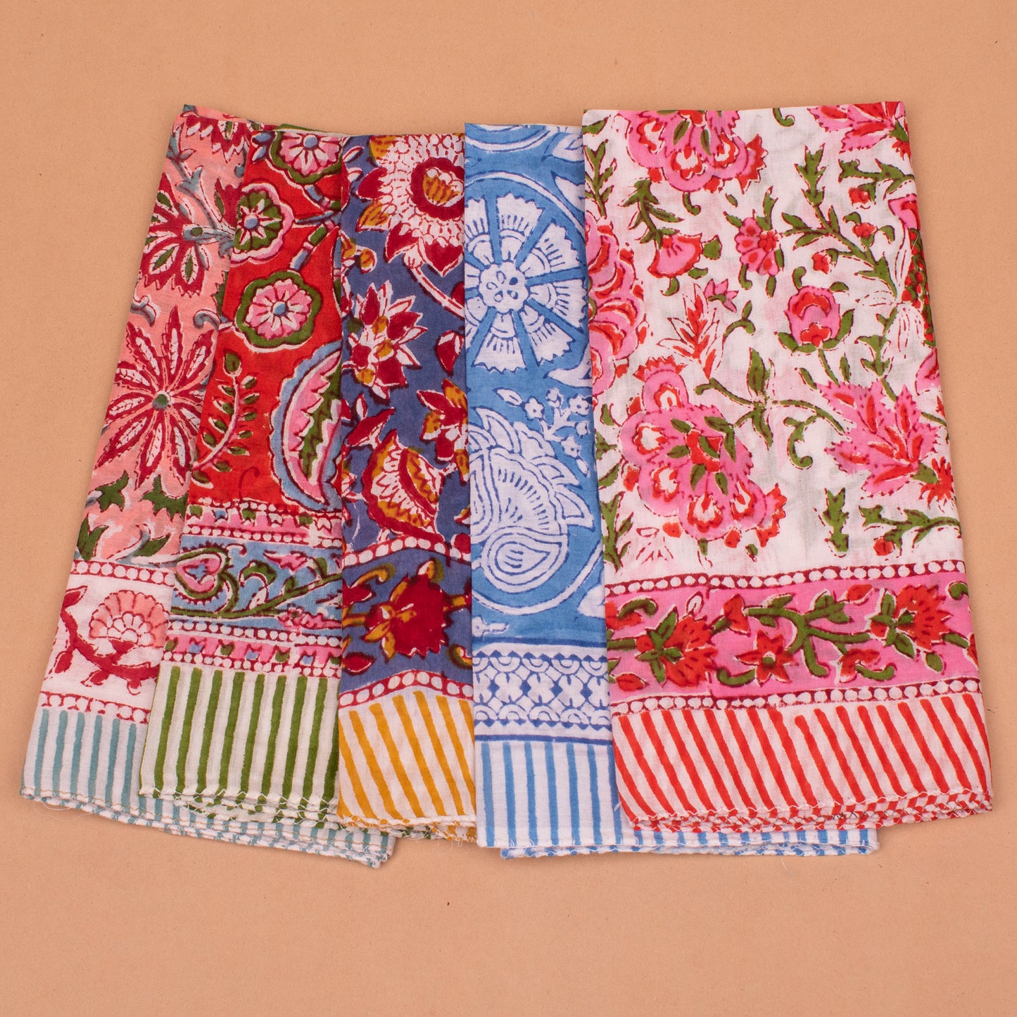 Set of 5 - Designer Cotton Bandana | Premium Printed Hair Scarf & Head Wrap