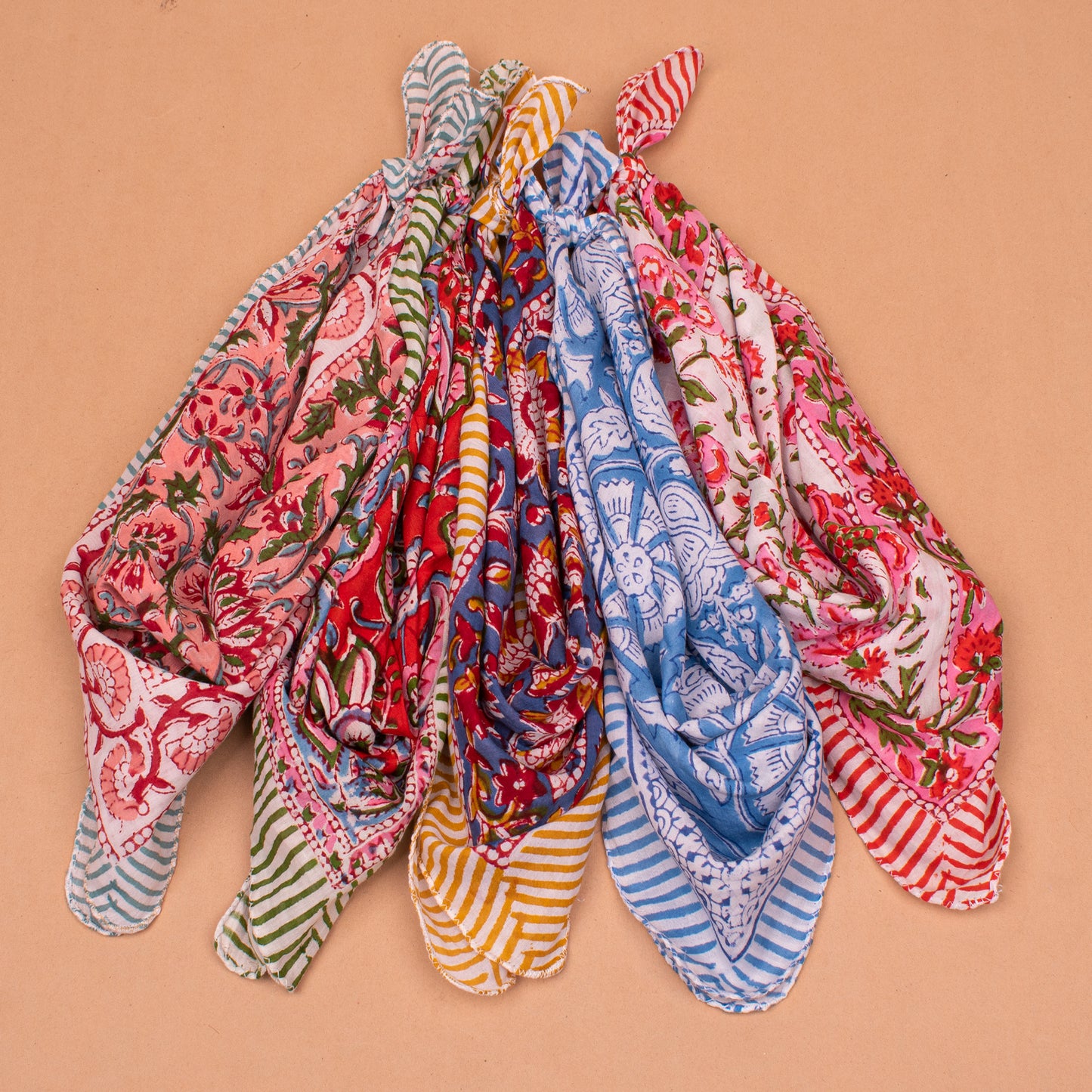 Set of 5 - Designer Cotton Bandana | Premium Printed Hair Scarf & Head Wrap