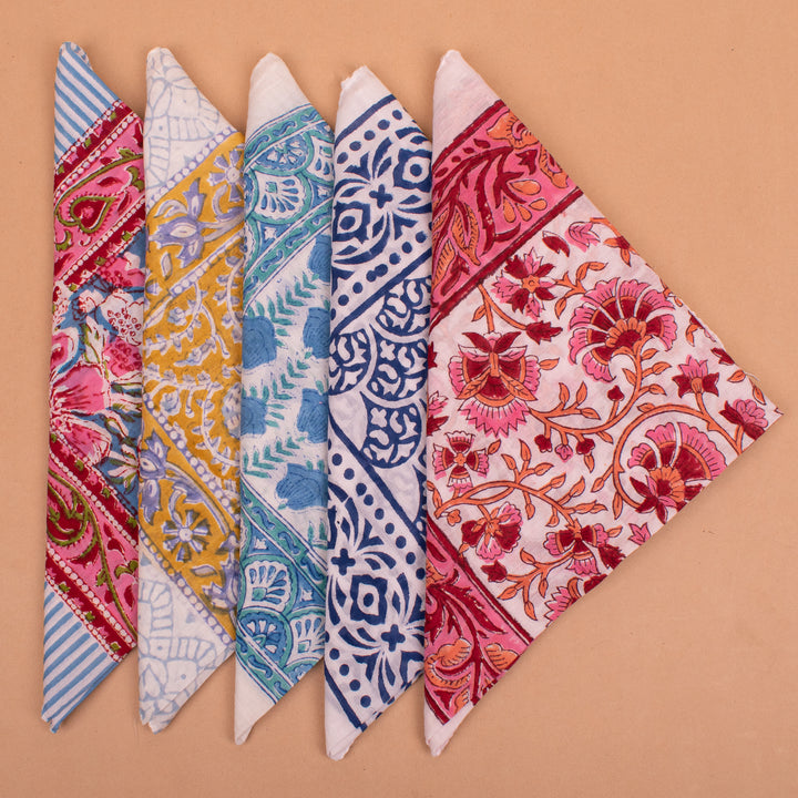 Set of 5 – Cotton Bandanas | Hair Scarf &amp; Neck Wrap