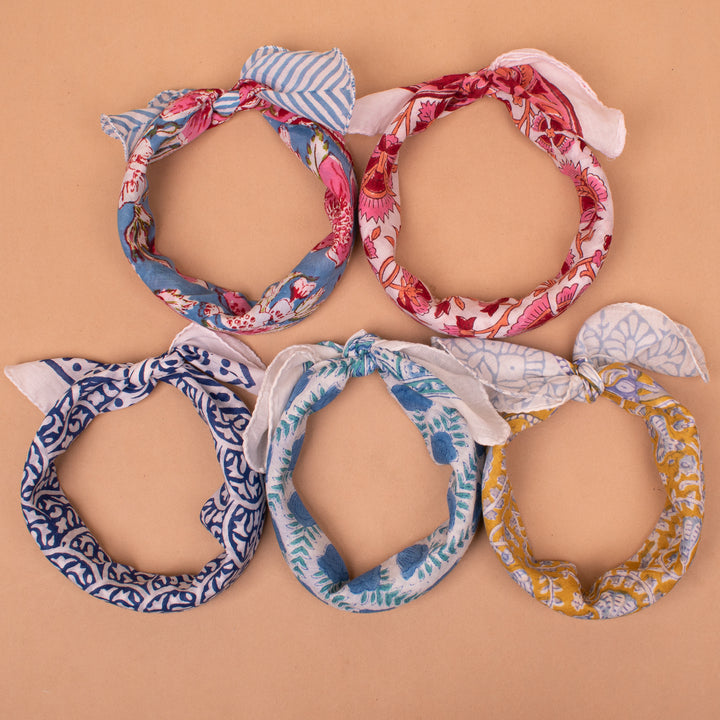 Set of 5 – Cotton Bandanas | Hair Scarf &amp; Neck Wrap