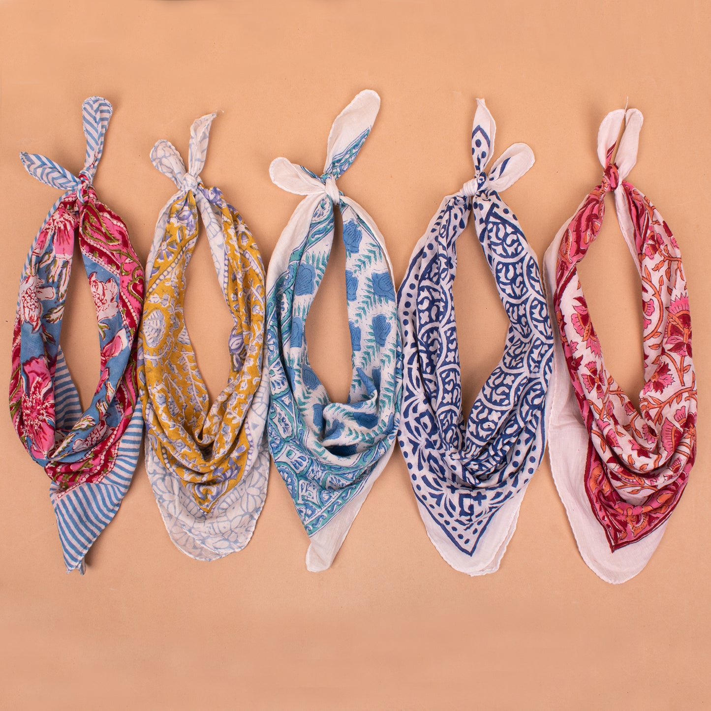 Set of 5 - Pure Cotton Bandana | Comfortable Lightweight Fashion Accessory