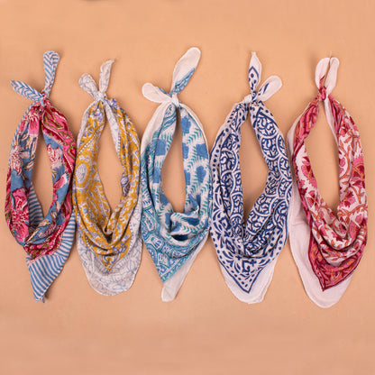 Set of 5 - Pure Cotton Bandana | Comfortable Lightweight Fashion Accessory