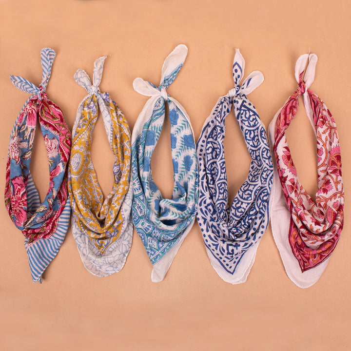 Set of 5 – Cotton Bandanas | Hair Scarf &amp; Neck Wrap