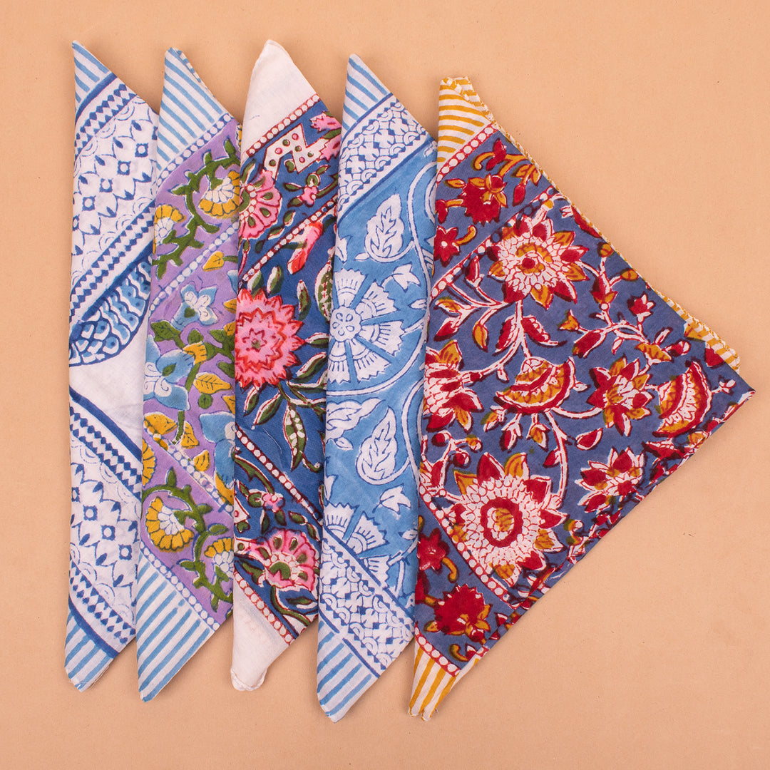 Set of 5 – Handmade Cotton Bandanas | Head Scarf &amp; Hair Wrap