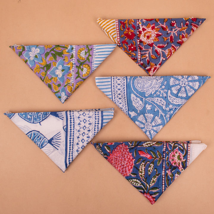Set of 5 – Handmade Cotton Bandanas | Head Scarf &amp; Hair Wrap