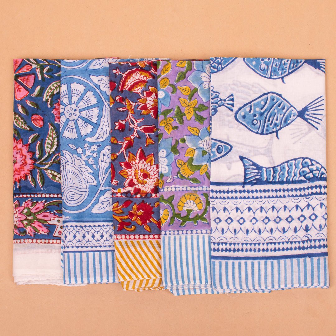 Set of 5 – Handmade Cotton Bandanas | Head Scarf &amp; Hair Wrap