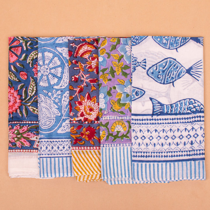 Set of 5 – Handmade Cotton Bandanas | Head Scarf &amp; Hair Wrap