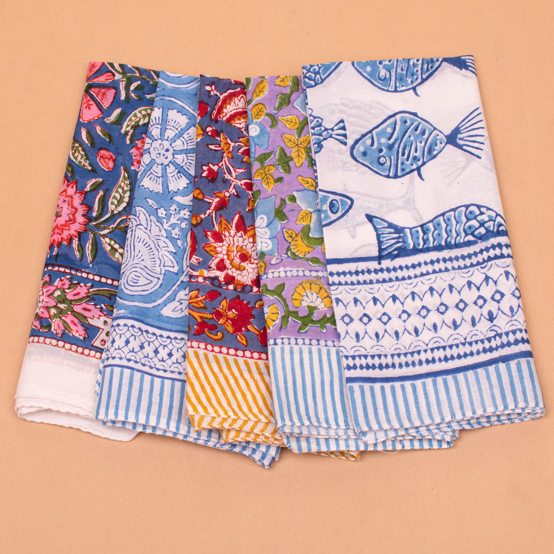 Set of 5 – Handmade Cotton Bandanas | Head Scarf &amp; Hair Wrap