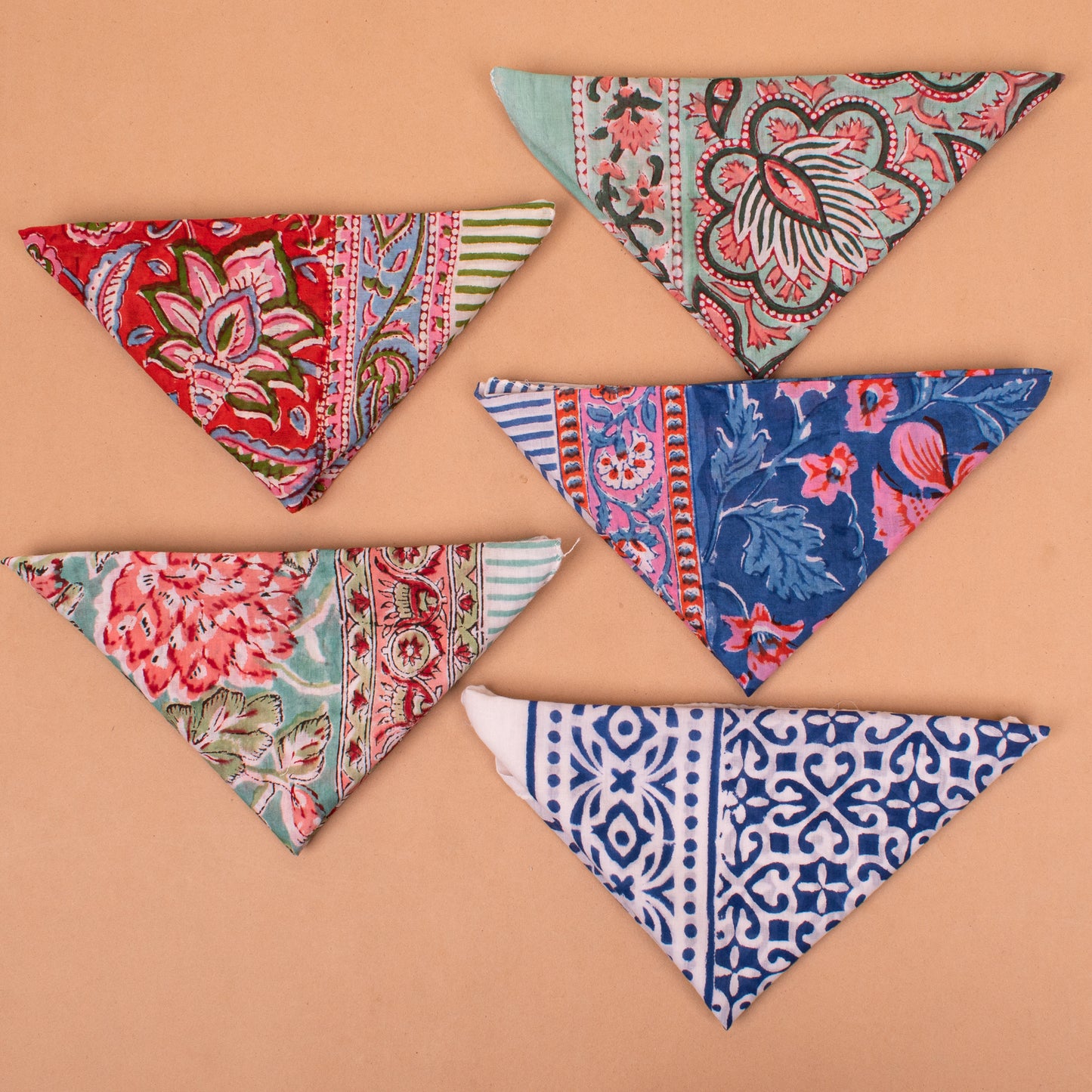 Set of 5 - Floral Cotton Bandana | Soft Printed Head Scarf for Daily Styling