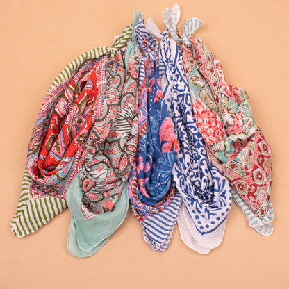 Set of 5 - Floral Cotton Bandana | Soft Printed Head Scarf for Daily Styling