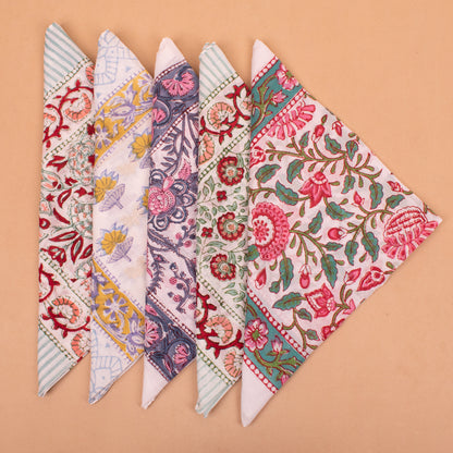 Set of 5 - Vintage Cotton Bandana | Classic Printed Head Wrap for Men & Women