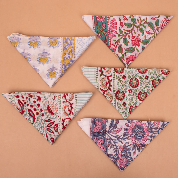 Set of 5 – Vintage Cotton Bandanas | Neck Scarf &amp; Head Wrap