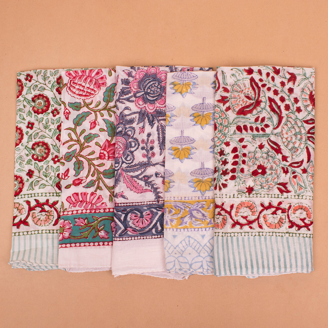 Set of 5 – Vintage Cotton Bandanas | Neck Scarf &amp; Head Wrap