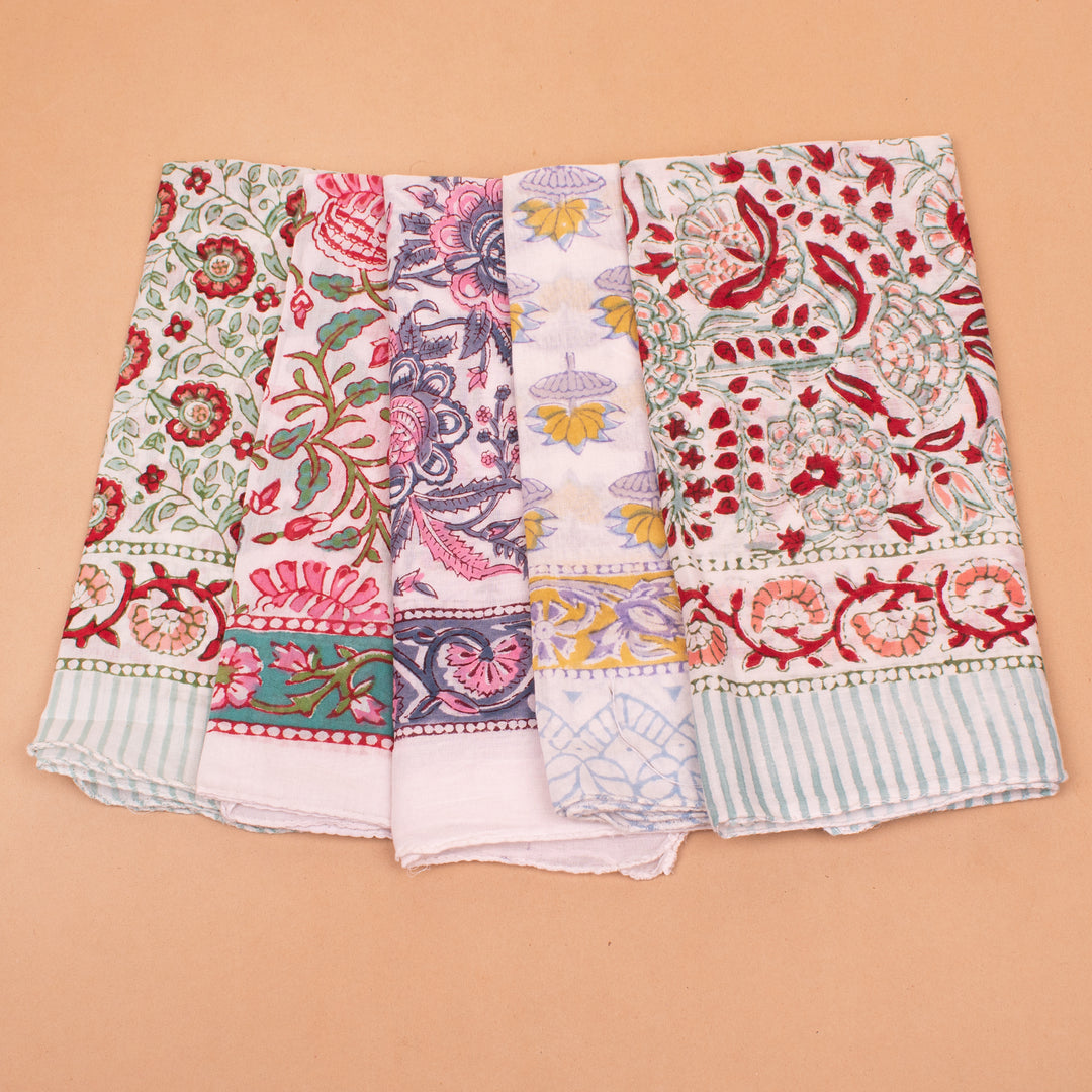 Set of 5 – Vintage Cotton Bandanas | Neck Scarf &amp; Head Wrap